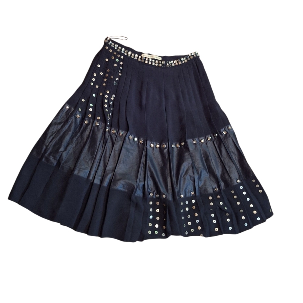 Authentic Balenciaga Paris 100% Silk GRUNGE Sequined Black Skirt 36 Skater READ - Picture 1 of 9
